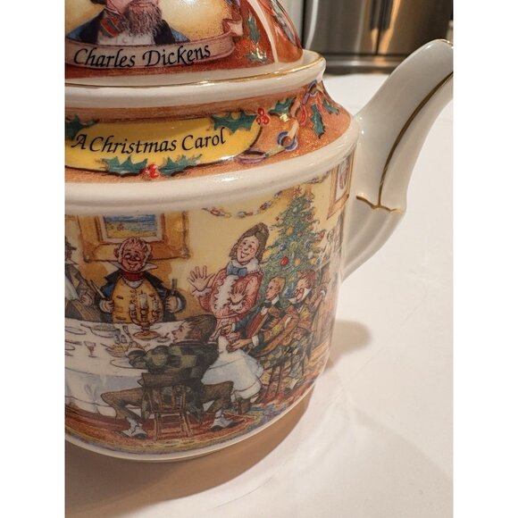 Sadler Teapot Charles Dickens A Christmas Carol 1995 Porcelain - Picture 8 of 8